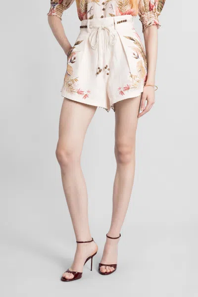 ZIMMERMANN SHORTS IN ROSE-PINK LINEN