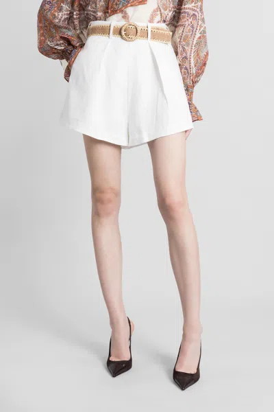ZIMMERMANN SHORTS IN WHITE LINEN