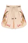 Zimmermann Ascension Printed Mini Shorts In Neutral