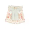 Zimmermann Womens Wallpaper Floral Mint Daylight Tuck Belted Linen Shorts In Multi