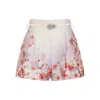 Zimmermann Crush Belted Floral-print Silk And Cotton-blend Twill Shorts In Multicolour