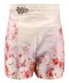 Zimmermann Crush Belted Floral-print Silk And Cotton-blend Twill Shorts In Pink