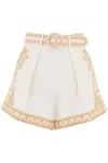 Zimmermann Waverly Linen Embroidered Tuck Shorts