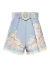 Zimmermann Shorts With Lace Hem And Floral Print