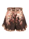 Zimmermann Womens Black Floral Illuminate Flutter Floral-print Silk And Cotton-blend Shorts Xs In Black