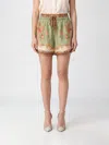 Zimmermann Indra Relaxed Silk Shorts Khaki Scarf Floral In Green