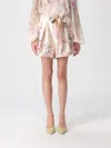 Zimmermann Rebellion Multicolor Shorts With Bow On The Front And All-over Floral Motif In Cotton And Silk Woman In Neutral
