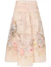 Zimmermann Women Ivory Linen And Silk Drawn Illuminate Midi Skirt In Neutral