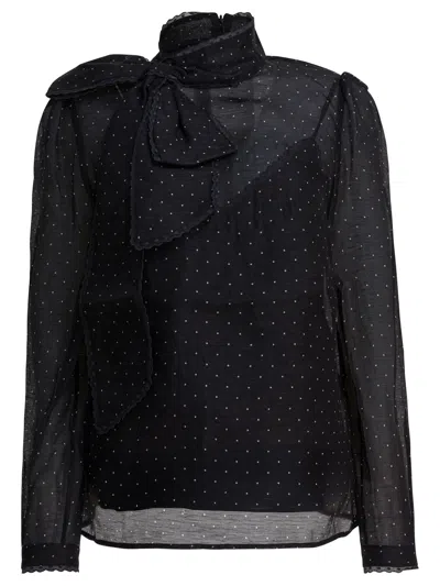 Zimmermann Silk And Linen "lavallière Dream" Blouse In Black