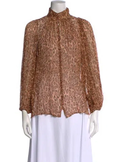 Pre-owned Zimmermann Silk Animal Print Blouse In Neutral