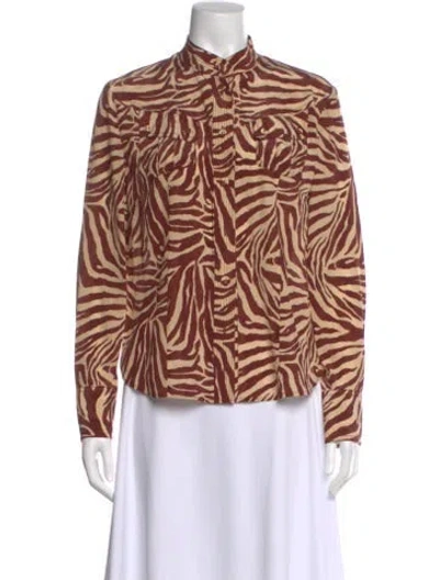 Pre-owned Zimmermann Silk Animal Print Blouse In Neutral