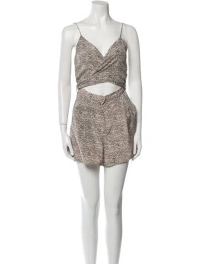 Pre-owned Zimmermann Silk Animal Print Romper In Neutral