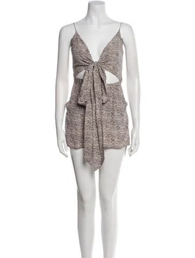 Pre-owned Zimmermann Silk Animal Print Romper In Neutral