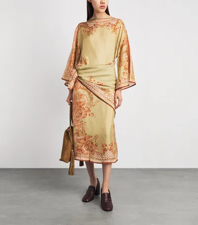 Zimmermann Silk Aster Tunic Midi Dress In Grey