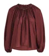 Zimmermann Blouse Aster With Ruffles And Beads In Burgundy