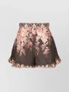 Zimmermann Womens Black Floral Illuminate Flutter Floral-print Silk And Cotton-blend Shorts Xs