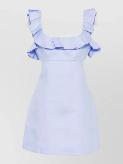 Zimmermann Silk Blend Mini Dress Open Back In Blue