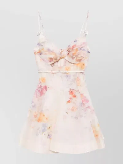Zimmermann Crush Twist Floral Print Mini Dress