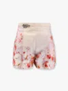 Zimmermann Crush Belted Floral-print Silk And Cotton-blend Twill Shorts