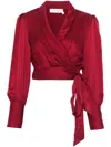 Zimmermann Silk Cropped Blouse In 红色