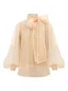 Zimmermann Memento Organza Bow-lace Blouse In Neutral