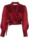 Zimmermann Silk Cropped Blouse In Red