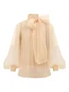 Zimmermann Memento Organza Bow-lace Blouse In Neutral
