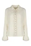 Zimmermann Silk Blouse With Lace Edges In Green