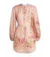 Zimmermann Women Pink Botanical Floral Silk Habotai Cascadian Tunic Top In Pink
