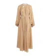 Zimmermann Silk Mini Dress With Billow Sleeves And Adjustable Chain In Gold