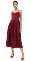 Zimmermann Structured Bodice Pleated Skirt Dress In Burgundy