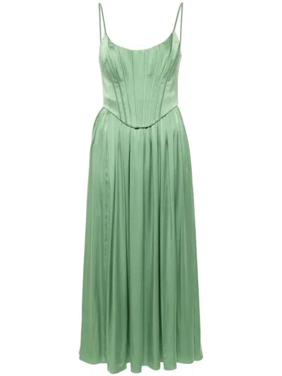 Zimmermann Silk Corset Midi Dress In Green