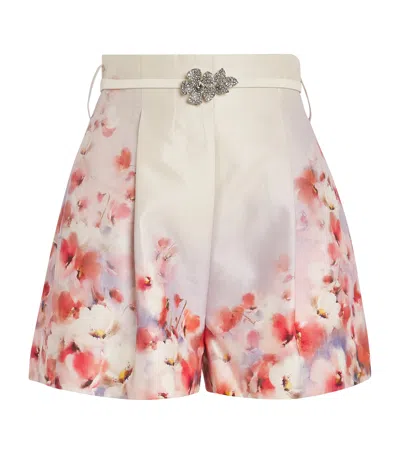 ZIMMERMANN SILK-COTTON FLORAL CRUSH SHORTS