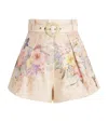 Zimmermann Illuminate Pleated Silk & Cotton Shorts
