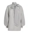 Zimmermann Pussy-bow Striped Cotton And Silk-blend Blouse In Gray