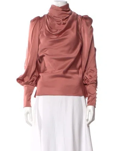Pre-owned Zimmermann Silk Cowl Neck Blouse In Pink