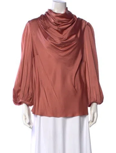 Pre-owned Zimmermann Silk Cowl Neck Blouse In Pink