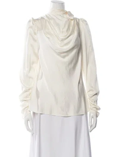 Pre-owned Zimmermann Silk Cowl Neck Blouse In White