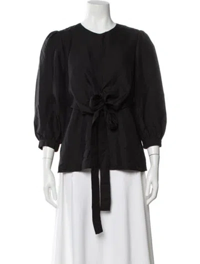 Pre-owned Zimmermann Silk Crew Neck Blouse In Black