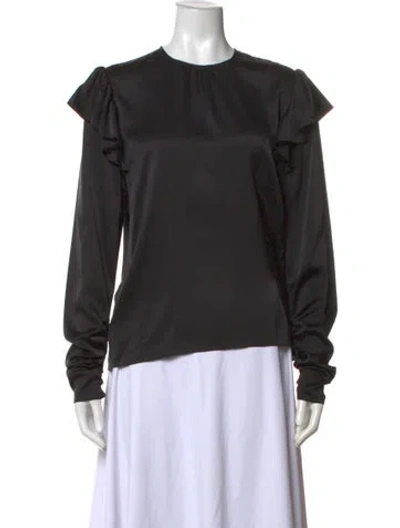 Pre-owned Zimmermann Silk Crew Neck Blouse In Black
