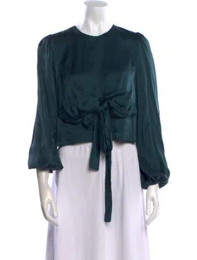Pre-owned Zimmermann Silk Crew Neck Crop Top In Blue