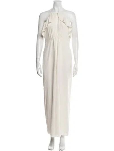 Pre-owned Zimmermann Silk Crew Neck Jumpsuit In White