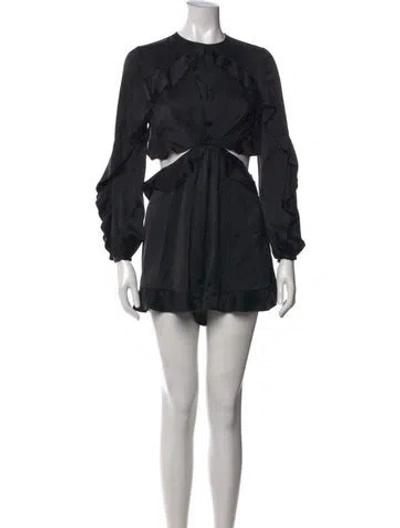 Pre-owned Zimmermann Silk Crew Neck Romper In Black