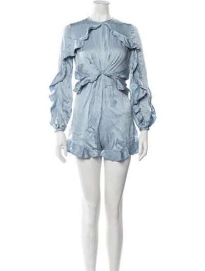 Pre-owned Zimmermann Silk Crew Neck Romper In Blue