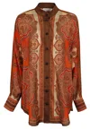 Zimmermann Tangerine Paisley-print Silk Habotai Mahon Dolman Shirt In Red