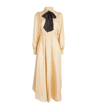 Zimmermann Silk Draped Shirt Dress In Ivory