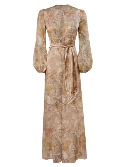 Zimmermann Silk Dress In Brown