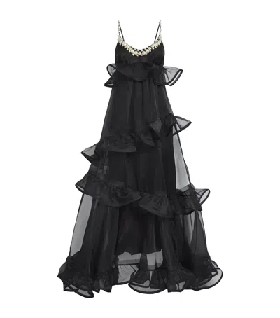 Zimmermann Silk Embellished Maxi Dress In Black