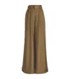 Zimmermann Pantalone Dalla Gamba Ampia Crush In Raso Verde Oliva Donna In Green
