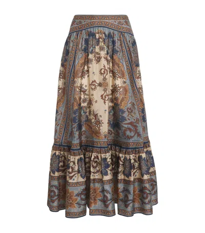 ZIMMERMANN SILK FLORAL ASCENSION MIDI SKIRT